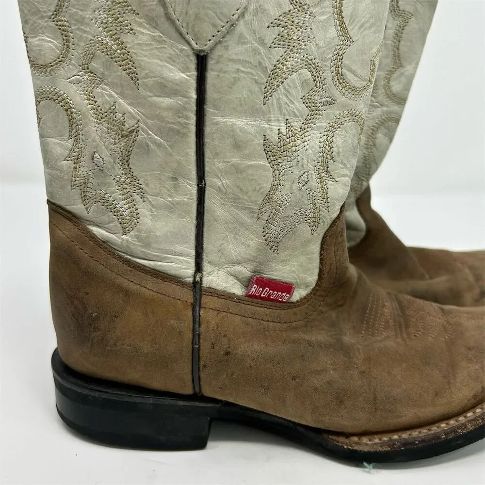 Rio Grande Youth Boys Western Pull On Cowboy Boots Embroidered US Size 2
